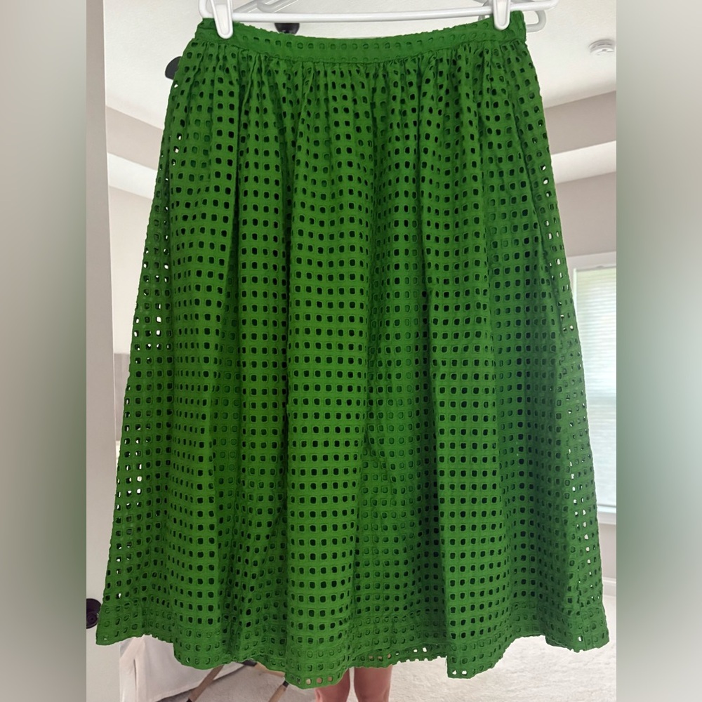Kate Spade Green Eyelet Midi Skirt